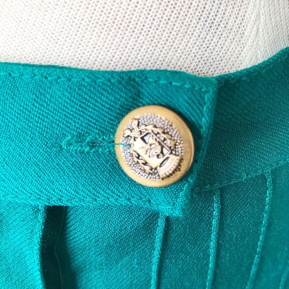 Vintage ONE + ONE green pleated wool skirt size S - Picture 6 of 9